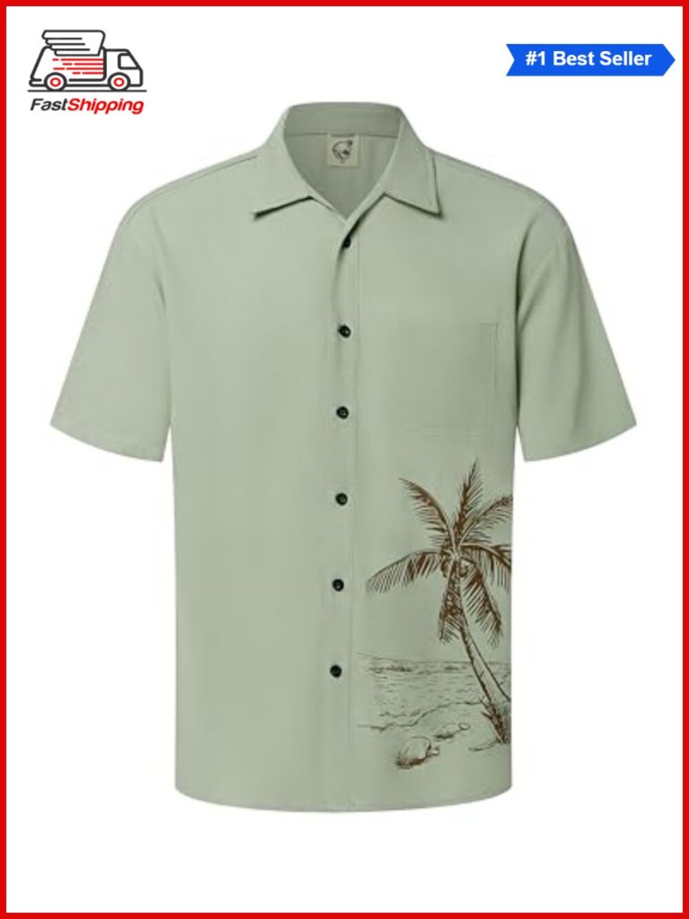✨Men's Hawaiian Button Down Shirt Short Sleeve Coconut Print Beach Casual